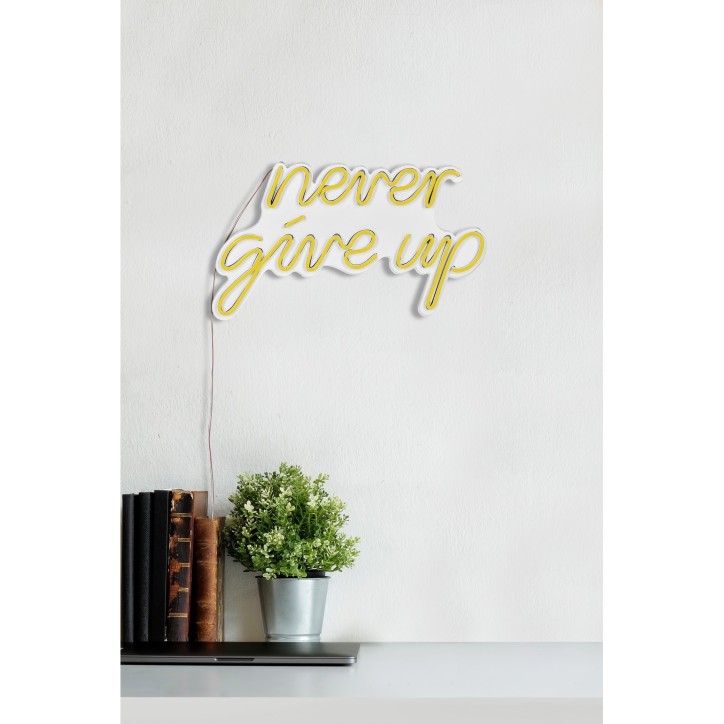 Iluminación LED decorativa de plástico Never Give Up amarillo 39.5x23x2 cm