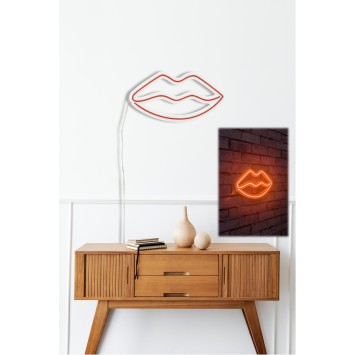 Iluminación LED decorativa de plástico Lips rojo 36x19x2 cm