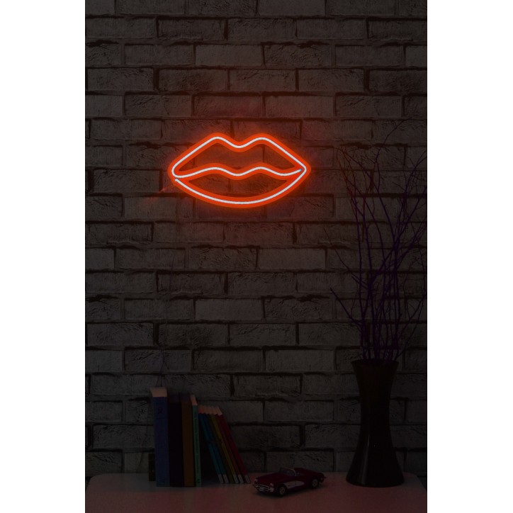 Iluminación LED decorativa de plástico Lips rojo 36x19x2 cm