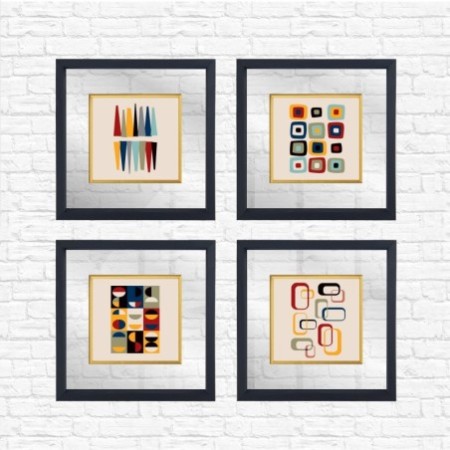 Cuadro decorativo enmarcado CAM2162065068 multicolor 32x32 cm (4 piezas)
