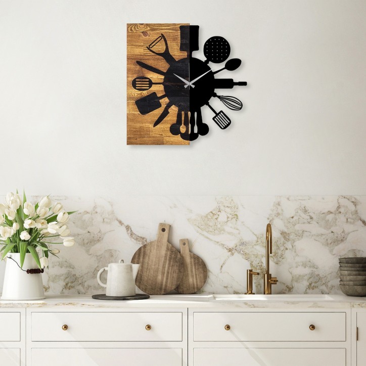 Reloj de pared madera Modelo 32 nogal negro 60x3x58 cm