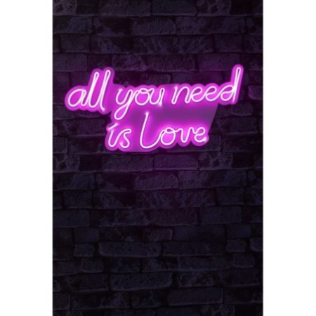 Iluminación LED decorativa de plástico All You Need is Love rosa 32x60x2 cm