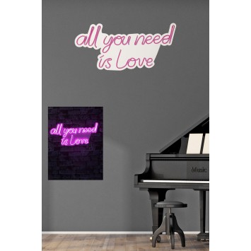 Iluminación LED decorativa de plástico All You Need is Love rosa 32x60x2 cm