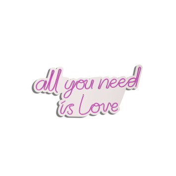 Iluminación LED decorativa de plástico All You Need is Love rosa 32x60x2 cm