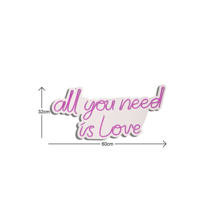 Iluminación LED decorativa de plástico All You Need is Love rosa 32x60x2 cm