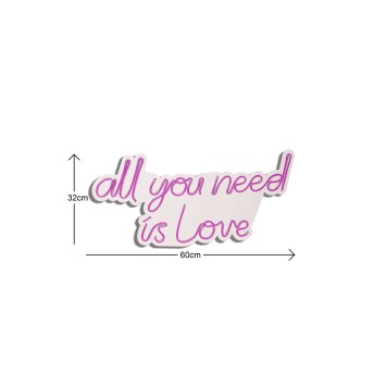 Iluminación LED decorativa de plástico All You Need is Love rosa 32x60x2 cm