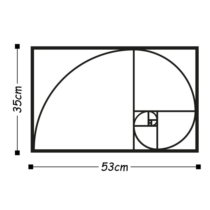 Decoración pared de metal Golden Ratio negro 53x35 cm