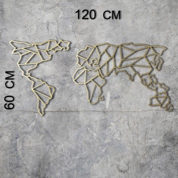 Decoración pared de metal World Map oro 60x120 cm