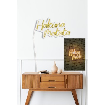 Iluminación LED decorativa de plástico Hakuna Matata amarillo 47x29x2 cm