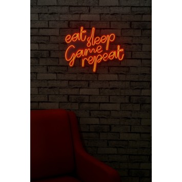 Iluminación LED decorativa de plástico eat sleep game repeat rojo 51x40x2 cm