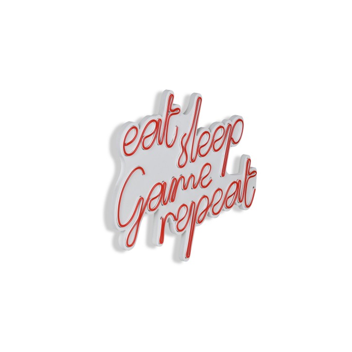 Iluminación LED decorativa de plástico eat sleep game repeat rojo 51x40x2 cm