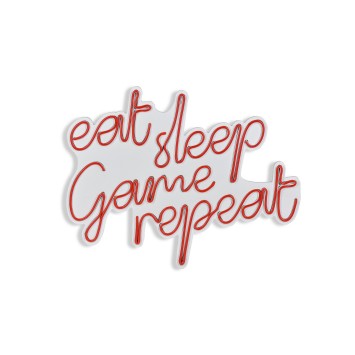 Iluminación LED decorativa de plástico eat sleep game repeat rojo 51x40x2 cm