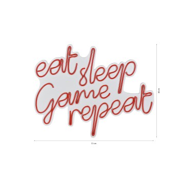 Iluminación LED decorativa de plástico eat sleep game repeat rojo 51x40x2 cm