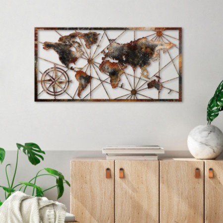 Decoración pared de metal World Map Large-3 multicolor 120x60 cm