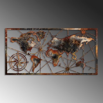 Decoración pared de metal World Map Large -3 multicolor 120x60 cm