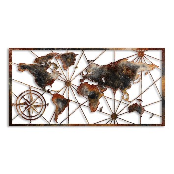 Decoración pared de metal World Map Large -3 multicolor 120x60 cm