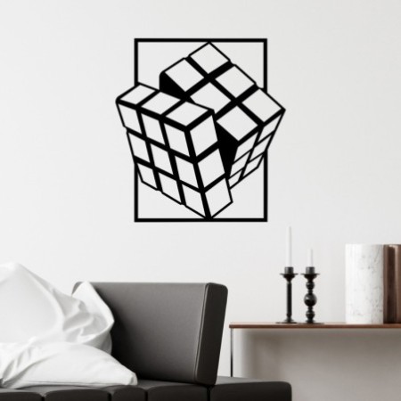 Decoración pared de metal Rubik's Cube negro 64x69 cm