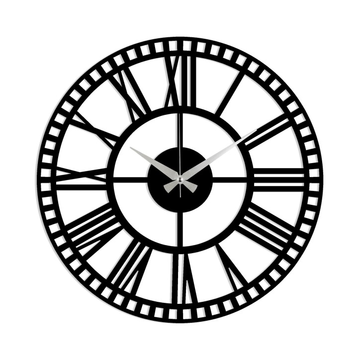 Reloj de pared metal Metal Wall Clock 10 negro 48x48 cm