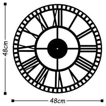 Reloj de pared metal Metal Wall Clock 10 negro 48x48 cm