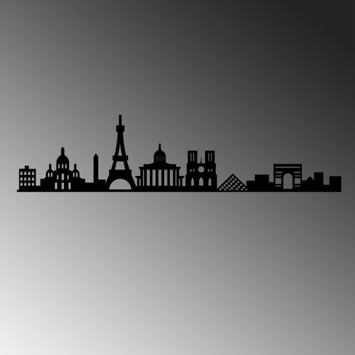 Decoración pared de metal Paris Skyline negro 120x29 cm