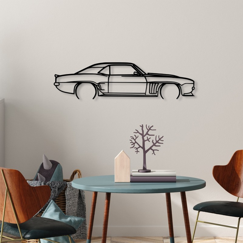 Decoración pared de metal Chevrolet Camaro Silhouette negro 70x18 cm