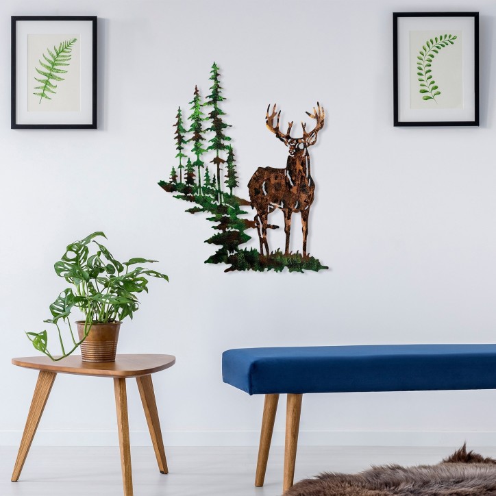 Decoración pared de metal Deer 2 multicolor 65x79 cm