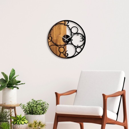 Reloj de pared madera Circles nogal negro 56x3x56 cm