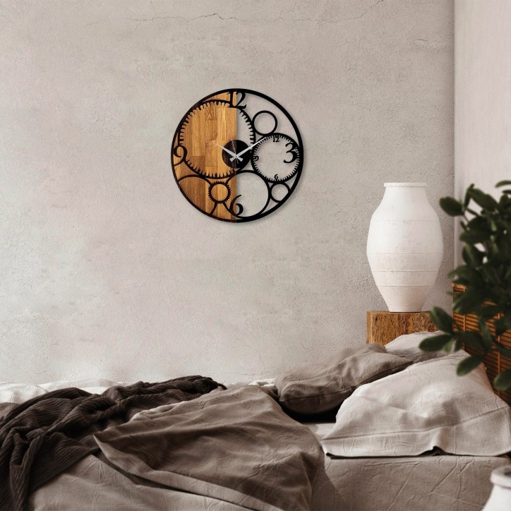 Reloj de pared madera Circles nogal negro 56x3x56 cm