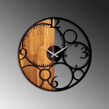 Reloj de pared madera Circles nogal negro 56x3x56 cm