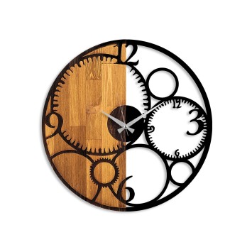 Reloj de pared madera Circles nogal negro 56x3x56 cm