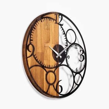 Reloj de pared madera Circles nogal negro 56x3x56 cm