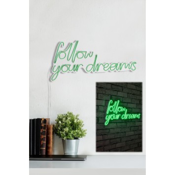 Iluminación LED decorativa de plástico Follow Your Dreams verde 60x32x2 cm