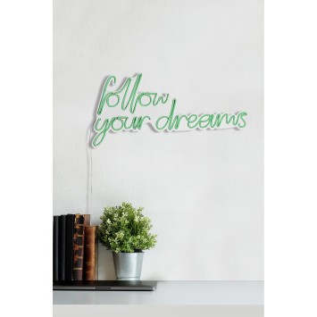 Iluminación LED decorativa de plástico Follow Your Dreams verde 60x32x2 cm