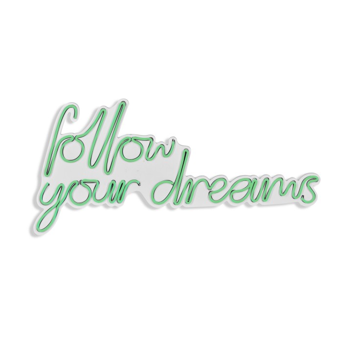 Iluminación LED decorativa de plástico Follow Your Dreams verde 60x32x2 cm