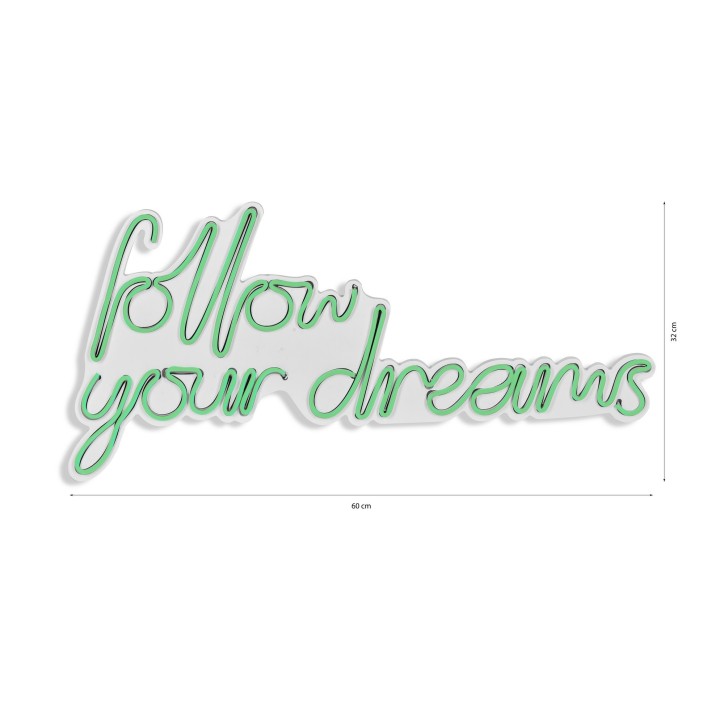 Iluminación LED decorativa de plástico Follow Your Dreams verde 60x32x2 cm