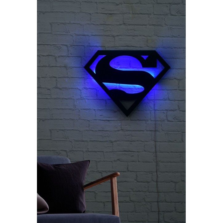 Iluminación LED decorativa Superman azul 52x40 cm