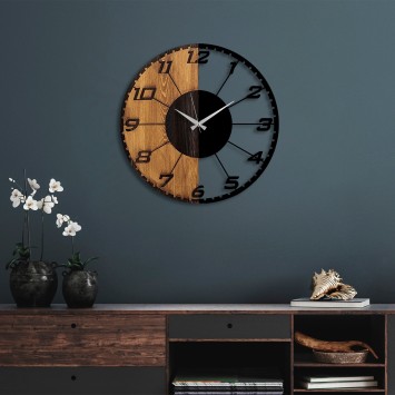 Reloj de pared madera Linear nogal negro 56x3x56 cm