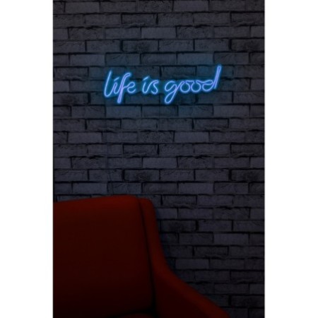 Iluminación LED decorativa de plástico Life Is Good azul 57x17x2 cm