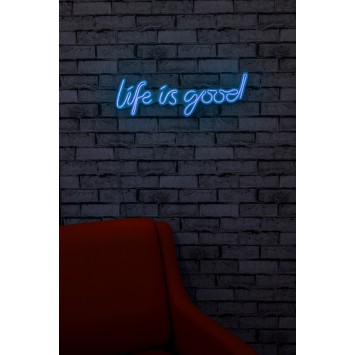 Iluminación LED decorativa de plástico Life Is Good azul 57x17x2 cm