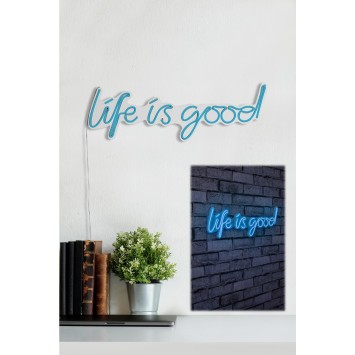 Iluminación LED decorativa de plástico Life Is Good azul 57x17x2 cm