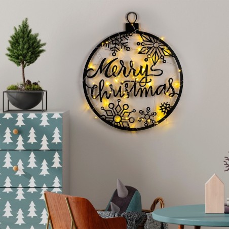 Decoración pared de metal XMASBLACK-30 negro 66x63 cm