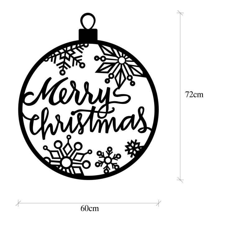 Decoración pared de metal XMASBLACK-30 negro 66x63 cm