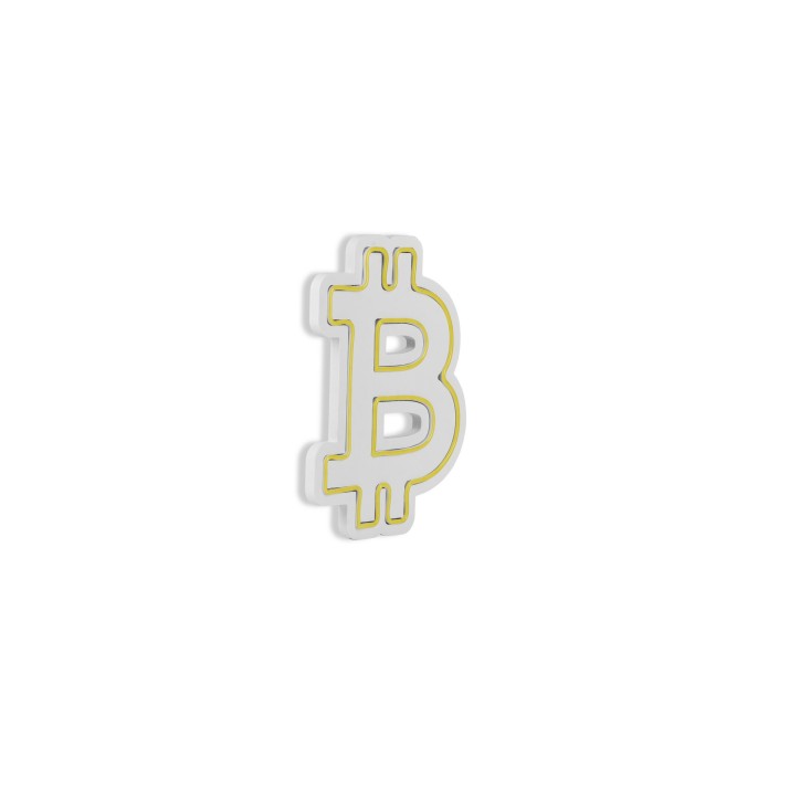 Iluminación LED decorativa de plástico Bitcoin amarillo 16x35x2 cm