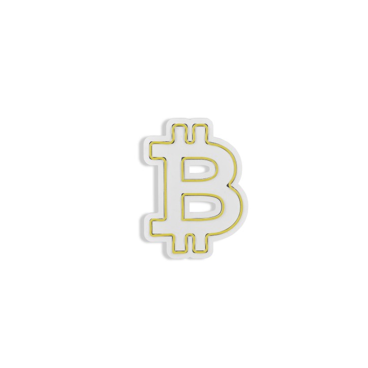 Iluminación LED decorativa de plástico Bitcoin amarillo 16x35x2 cm