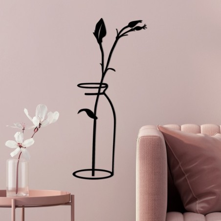 Decoración pared de metal Flower In The Vase negro 33x0.15x71 cm