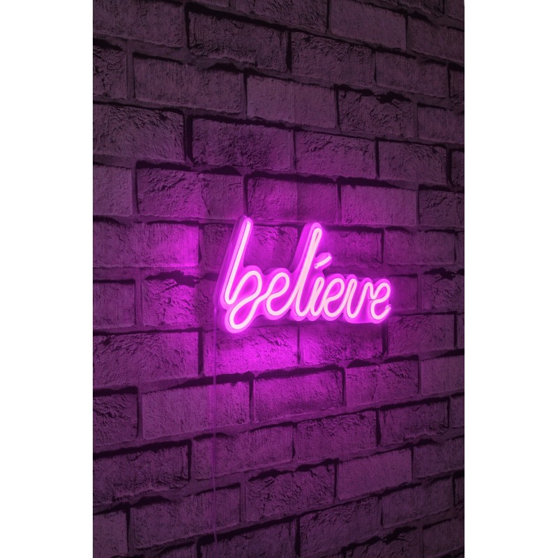 Iluminación LED decorativa de plástico Believe rosa 33x16x2 cm