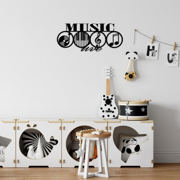 Decoración pared de metal Music -467 negro 70x29 cm