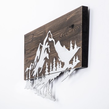 Decoración pared de madera Mountain v2 plata nogal 58x38 cm