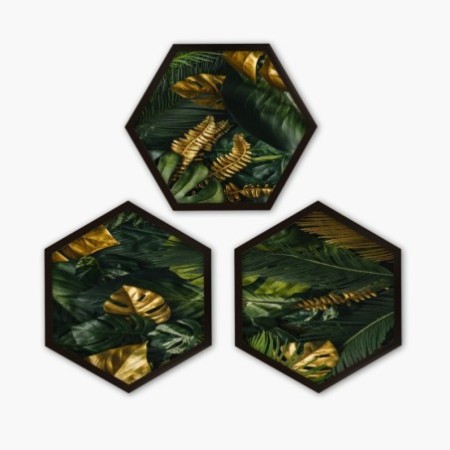 Cuadro decorativo enmarcado 6GEN1457878745 multicolor 35x35 cm (3 piezas)
