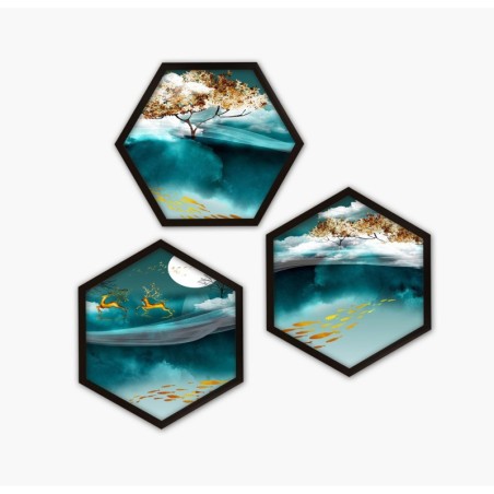 Cuadro decorativo enmarcado 6GEN1730799 multicolor 35x35 cm (3 piezas)